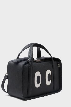 Benji Medium Crossbody Black Leather Bag - Look Up 👀