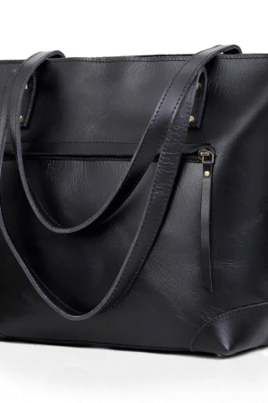 Manual Custom-Made Bags:Black Leather Shoulder Bag